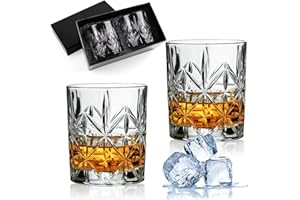 Shyllin Lot de 2 Verres à Whisky, 268 Ml, Streamer Star Verre a Rhum, Whiskey Glass avec Coffret Cadeau Noir de Luxe – Cadeau Homme, Idéal pour Le Bourbon, Le Rhum et Le Vin Rouge