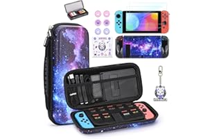 IA INNOAURA Étui pour NS Switch, innoAura 14-en-1 Switch Set D'accessoires avec Transport Sacoche Switch,NS Switch Game Case, Housse Switch, Film de Protection D'écran et Protège-Pouce (Noir Voie Lactée)