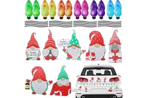 SPOKKI 47 Pieces Reflective Car Magnets Stickers Set, Light Bulb Shape Decals for Halloween, Decorating Travel Cars, Refrigerator (24 Bulbs + 7 Gnomes + 16 Wires)