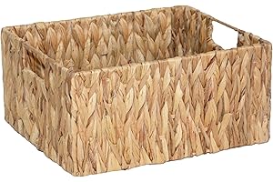 WICKERFIELD Woven Water Hyacinth Organiser Storage Baskets Wicker Hamper Basket With handles Gift Basket Bathroom Toys (Medium)