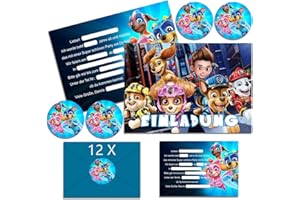 IRONIUM 12x Einladungskarten Kindergeburtstag Junge mit Umschlag Deutsch, Kindergeburtstags Party Einladungen, Cartoon Geburtstag Einladungskarten Set für Themed Party (A6) (E)