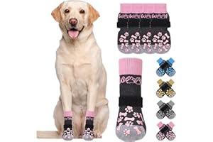 KOOLTAIL Dog Socks for Hot/Cold Pavement to Prevent Licking Paws,Dog Boots&Paw Protector for Hardwood Floors Anti Slip,Traction Control No Twist Grip Booties for Small Medium Large Senior Dogs SM