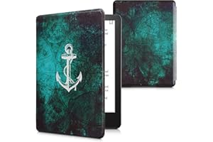 kwmobile Etui na czytnik e-booków kompatybilne z Amazon Kindle Paperwhite 11. generacja 2021 - zamknięcie magnetyczne - etui na czytnik - kotwica i mapa w kolorze białym/niebieskim