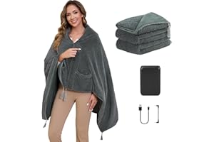 ‎KINTIWE Kintiwe Heizdecke mit 20000mAh Akku Kabellos, Elektrische Wärmedecke Heizdecke mit 4 Heizzonen und 3 Temperaturstufen für Damen Herren Home Office