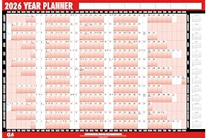 G4GADGET 2026 Year Planner Wall Planner Calendar A1 - Large 85cm x 58cm Laminated Wall Calendar, Unmounted with Stickers and Dry Wipe Pen, Ideal for Office, Home, School & Business Planning