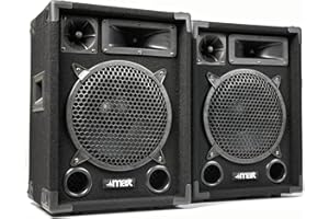 MAX10 - Lautsprecher Set 500 Watt, 10-Zoll Passiv Lautsprecher PA Set, DJ Boxen, PA Lautsprecher Stereo, 3-Wege-Bassreflex, PA-Boxen, DJ Anlage, Schwarz