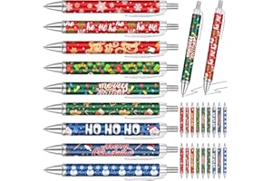 Tenare 27 Pcs Christmas Retractable Pen Christmas Pens with Black Ink Santa Claus Xmas Trees Snowman Gingerbread 1 mm Ballpoint Pen for Xmas Festive Gift School Office Supplies(Classic Style)
