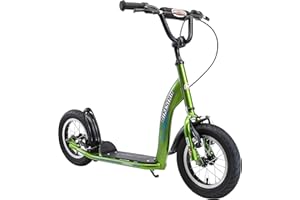 STAR SCOOTER BIKESTAR Roller Kinderroller Tretroller Kickscooter mit Luftreifen für Jungen und Mädchen ab 6-7 Jahre | 12 Zoll Sport Kinder Scooter | Grün | Risikofrei Testen