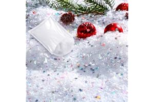 Threan Weihnachten Kunstschnee Dekoration 320 g Flauschige Schneeflocken Konfetti für Innen Feiertagskonfetti für Weihnachten Baum DIY Basteln Geburtstag Hochzeit Party Deko Zubehör (Bunt)