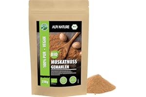 Alpi Nature Nuez Moscada Orgánica Molida 250g, Especia de Nuez Moscada en Polvo para Cocinar y Hornear