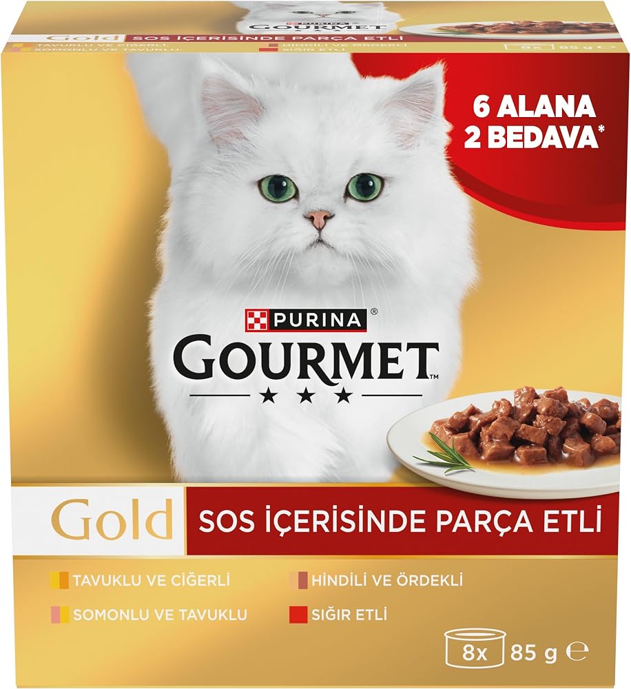 Gourmet Gold Parça Sığır Etli Yaş Kedi Maması Multipack 85 gr.(8 Al 6 Öde)
