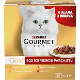 Gourmet Gold Par&ccedil;a Sığır Etli Yaş Kedi Maması Multipack 85 gr.(8 Al 6 &Ouml;de)