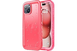 SPORTLINK Coque iPhone 15 Étanche Antichoc - 360 degres Incassable Militaire Rigide Intégrale Case/Bumper [IP68 Waterproof/Imperméable] Antipoussière [avec Protection Camera+Écran]-Rose 6,1"