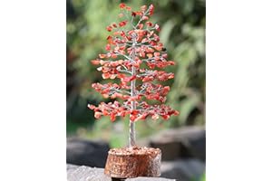 CROCON Carnelian Chakra Tree of Life - Crystal Tree for Positive Energy, Feng Shui Decor - Handmade Gemstone Tree, Good Luck Money Tree Bonsai, Healing Crystals - Meditation Stones, Spiritual Unique Gift