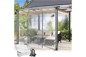 POCHY Pergola Waterproof Side Panels With Zip Door Transparent Outdoor Weatherproof Curtains PVC Plastic Tarpaulin, for Gazebo, Gardens(8'x6.6'(2.5x2m))