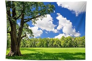 izielad Arazzo di Alberi Verdi di Nuvole Bianche Arte da Appendere alla parete in Tessuto per la Camera da Letto del Dormitorio 180X230CM 70.8X90.5IN