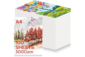 JOIBABE 100 Blätter Aquarellpapier 300g, A4 Aquarellblock Malpapier Watercolor Wasserfarben Gouache Papier DIY Glücksbringer Geschenk Aquarell Postkarten Karten fürKinder Studenten Adult 22,7 x 30,2 cm