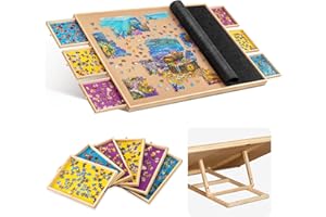 Becko US Planche de puzzle inclinable 2 000 pièces 6 tiroirs colorés couverture table réglable chevalet intégré rangement pour adultes