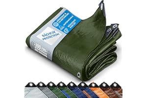 KARAT - Bâche de Protection - Tarpaulin étanche, résistant à la déchirure - Bâche avec Oeillets Inoxydable - Couverture extérieure pour travaux - Epaisse densité 240 g/m², Vert 1,5x6 m