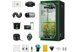 VIVOSUN GIY Smart Growzeltsystem 3x3, kit WiFi Integrato con Ventilazione automatica e Circolazione, Calendario per lampada LED Grow da 200 W con spettro completo e controller GrowHub E42A
