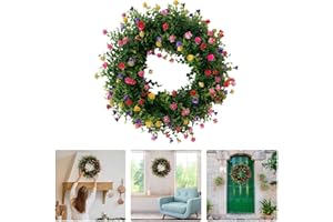 ZXCVBNN Spring Summer Wreath Front Door Artificial Flower Garlands Hanging Wall Ornaments Lifelike Floral Wreaths For Window Door Spring Summer Decorations Holiday Party Supplies Home Room Decor