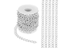 PATIKIL 16.4Ft Aluminium Curb Chains Twisted Links, 11x8mm Curb Chain Spool Jewelry Making Chains Craft Chain for Necklace Bracelet Earring, Silver