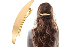 XINJODUZ Spinki do włosów dla kobiet, francuska spinka do włosów, duża, retro, automatyczna, złota, cienkie włosy, złota, ozdoba do włosów, dla kobiet i dziewcząt, delikatne, grube włosy