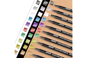 ‎ARTINA Artina 10 Metallic Marker Set Markilo ME – 0.7 mm Spitze – Wasserfeste Glitzer Filzstifte Bunte Fineliner Leuchtende Farben Permanente Metallic Marker Schimmernde Mal Stifte für Gästebuch & Karten
