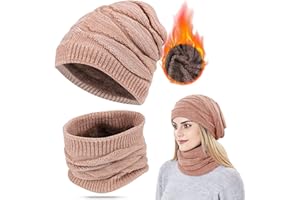MOOKLIN ROAM Winter Warme Mütze Beanie Schal Set für Herren und Damen, Strickmütze Wintermütze und Loop Schal mit Dicke Weiches Innenfutter Tolles Warm für Sport und Freizeit
