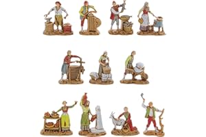 Moranduzzo Set de 11 Oficios Apto para Belén de 3,5 cm Escala 1:50 – Micro 3,5 – Figuras Indestructibles, Estilo Siglo XVIII, Acabadas a Mano, Escultor M. Landi