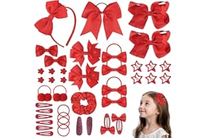 LOPHE Elastici e Mollette Capelli Bambina, 77 Pezzi Accessori Capelli per Bambine con Mollette, Set di Accessori per Capelli Decorazioni per Capelli per Festival Foto Puntelli e Daily(rosso)