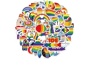 PRETTY SUNSHINE PRETTYSUNSHINE Sticker Set für LGBTQ, 50 Stück Regenbogen Streifen Aufkleber Decals, Wasserdicht Vinyl Stickers für Laptop Koffer Helm Motorrad Skateboard Snowboard Auto Fahrrad