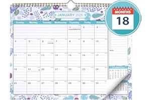 JIANTA Kalendarz ścienny 2026, kalendarz biurkowy na 18 miesięcy, kalendarz rodzinny z planowaniem rocznym, styczeń 2026 - czerwiec 2027, 38,5 x 29,5 cm, motyw kwiatowy + naklejki