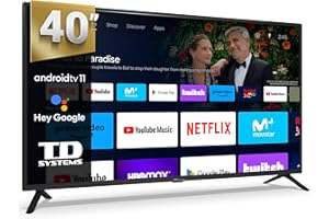 TD Systems - Smart TV 40 Pouces Full HD, Hey Google Cast, Télévision TNT HD, Android 11, Modèle 2024, Télévision avec 2 Ans de Garantie - PRIME40C19GLE