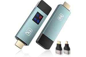 BRAIDOL Wireless HDMI Transmitter and Receiver, 98 FT/30M Stabile Verbindung, 2,4G/5G tragbarer HDMI Wireless mit LED-Bildschirm, Plug & Play für Streaming Video Audio File von, Laptop, PC zu HDTV, Projektor.