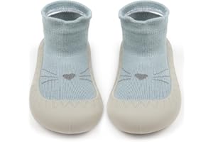 PROPOG Calzini Antiscivolo Bambino, Scarpe Primi Passi Bimbo Morbide Scarpe Neonato Calzini Neonato Suola in Gomma Babbucce Bambino Bambina