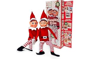 Topline 2 Poseable Elves Behaving Badly Toy Set for Children – Naughty Boy and Girl Christmas Elf Box - 2x12” Christmas Eve Box for Kids - Elf Accessories for Pranks, Surprises & Family Fun