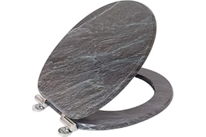 SINOBATH Abattant WC, noyau en bois MDF, robuste, avec système d'abaissement automatique, montage facile, couvercle de WC