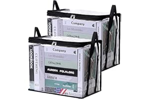 QSLKI 2 Pezzi Borse Porta Portatile per DVD, Custodia per Dvd Resistente Acqua Trasparente di Grande Capacità Custodia, Borse di Archiviazione per Trasporto per CD, Album, Libri (38x27x32cm)