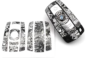 Schlüssel Folie K141 für 3 Tasten Auto Schlüssel (nur Keyless Go) Folien Cover von Finest-Folia (Stickerbomb Schwarz Weiß)