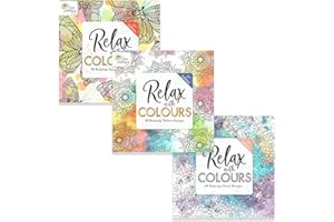 BZBEE Styloo Adult Colouring Books, Set of 3 Books, 180 Designs – Animal, Floral, and Pattern Illustrations – Mindfulness and Relaxing Drawing Pad - Series 1