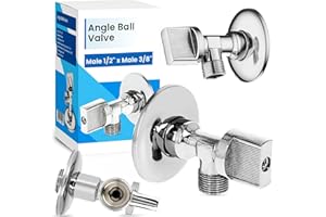 INSTALGURU Válvula de Bola Ángulo Llave de Paso 1/2 x 3/8 | Laton Cromado Conexión de Agua Resistente Corrosión Duradera Lavadora Lavavajillas Reguladora Tapa de Tornillo