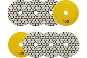 Trocken Diamant Polierpad 100mm 8 Stücke Körnung 100 Polierscheiben für Granit Marmor Kunststein Quarz für Winkelschleifer SANLEETEK