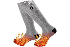 SNOW DEER Chaussettes Chauffantes pour Hommes Femmes,Chaussettes électriques Chauffe Pieds,Thermiques Chaussettes à Pile Rechargeable 7.4V 2200mAh pour Moto Cyclisme Motards Ski de Neige Camping Randonnée