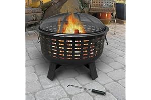 garden mile Jardin Foyer Extérieur Chauffe Terrasse Poêle Foyer Carré Brasero Exterieur Table Tuile Grand Noir