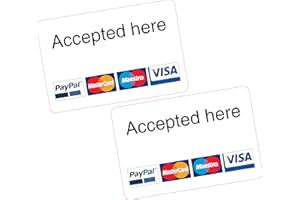PRINTWHIZZ 2X Accepted Here PayPal MasterCard Maestro Visa Card Reader Additional Stickers