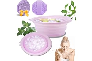 SHANDADDY Foldable Ice Bowl for Face, Silicone Bowl and Brush for Face Ice Bath, Portable Facebowl with Built-in Icetray, Quick Cooling for Puffiness Relief, Soothe Skin, Wash Basin for Home Use and Travel