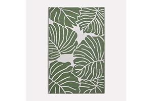 Homescapes Tappeto da giardino Ada, tappeto verde per esterni, resistente alle intemperie, 120 x 180 cm, impermeabile, per interni ed esterni, in polipropilene con motivo a foglie floreali per balcone