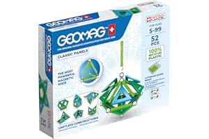 Geomag - Classic Panels 52 Pezzi - Costruzioni Magnetiche per Bambini - Linea Green - 100% Plastica Riciclata