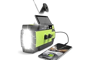 RUNNINGSNAIL Wind Up Emergency Crank Radio，4000mAh-Solar Hand Crank Portable AM/FM/NOAA Weather Radio with 1W Flashlight&Motion Sensor Reading Lamp，Cell Phone Charger, SOS for Home and Outdoor